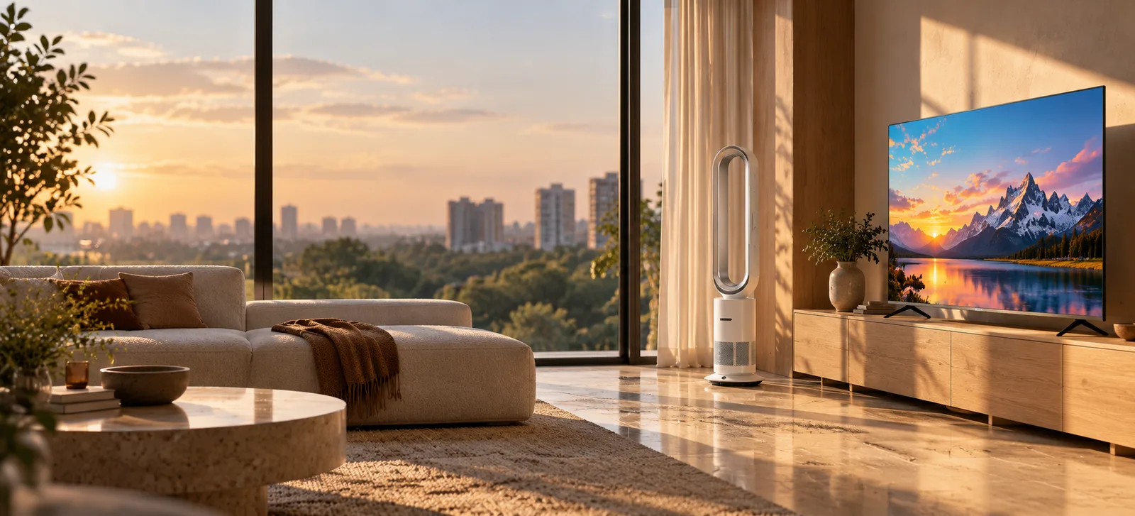 Daewoo smart TV in a sunlit living room